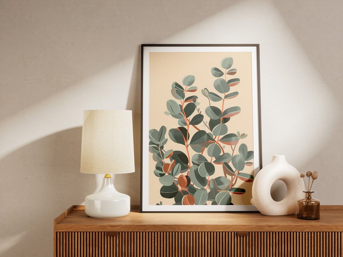 Eucalyptus Branches Minimalist Botanical Cream Boho Nature Poster - Image 2