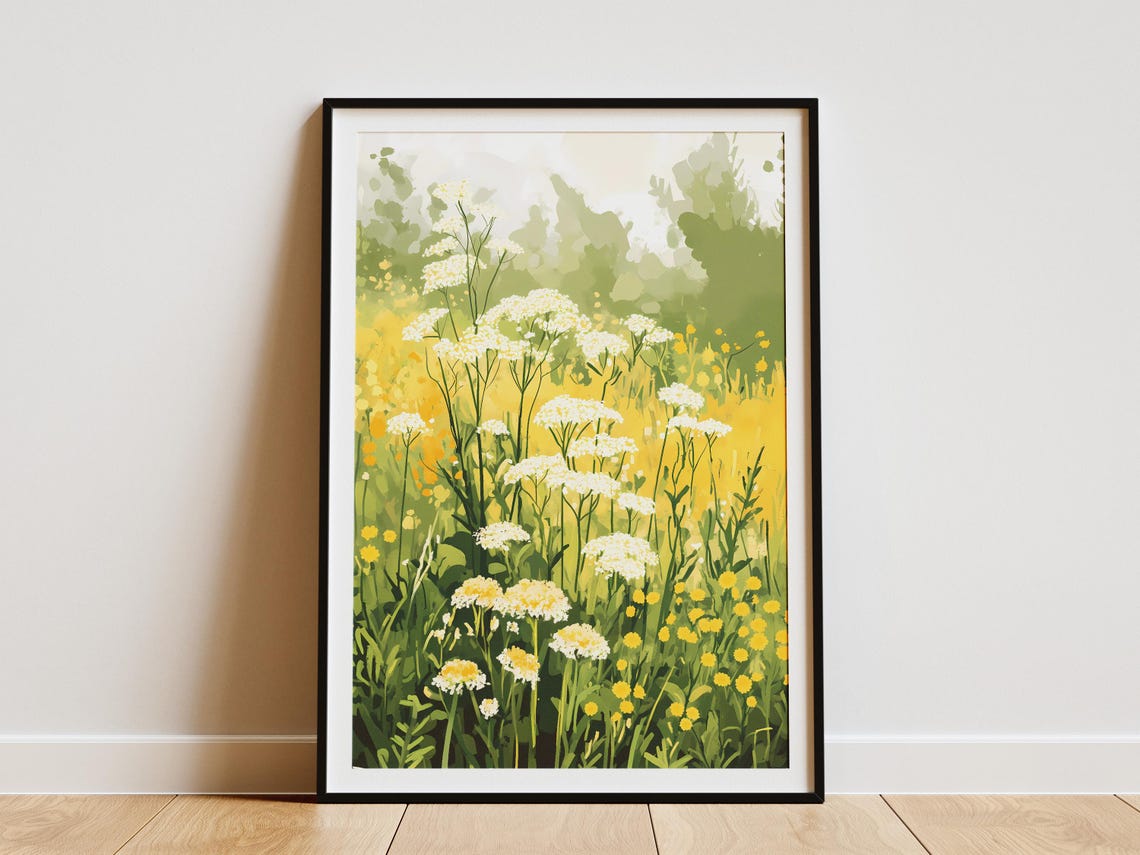 Queen Anne's Lace White Meadow Garden Romantic Floral Poster