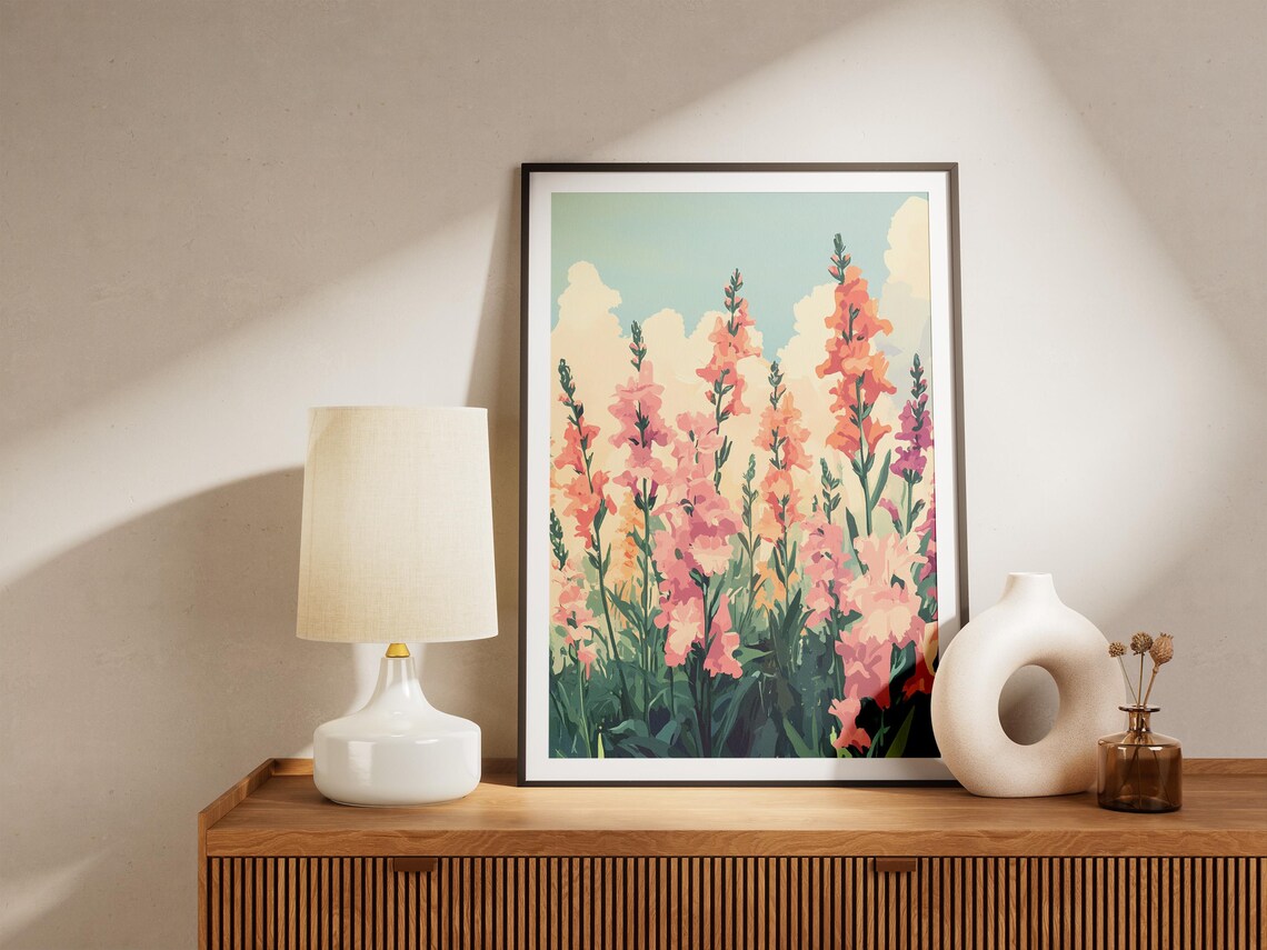 Pink And Orange Snapdragon Flowers In A Summer Garden Poster - Image 5