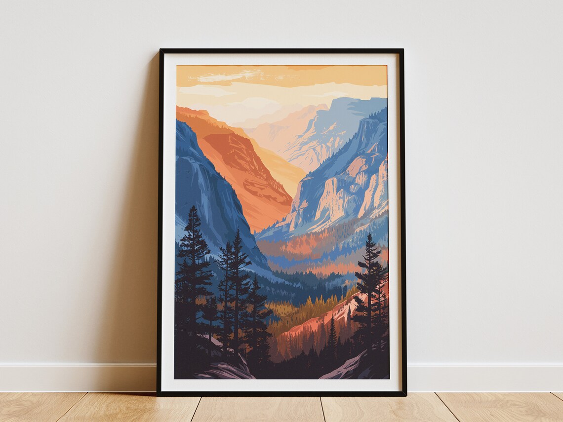 Kings Canyon National Park Mountain Valley Golden Sunrise Poster