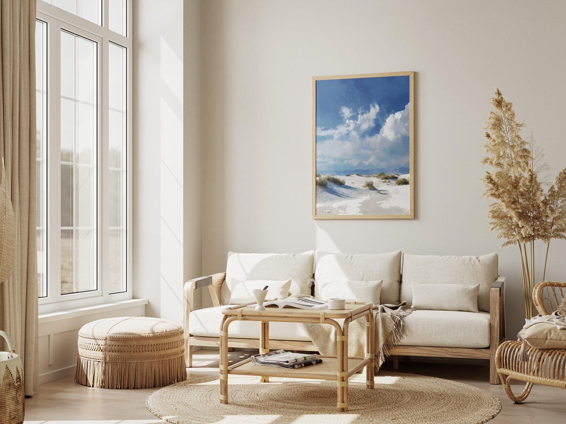 White Sands National Park Minimalist White Dune Landscape Poster - Image 3