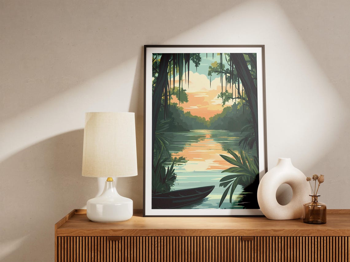 Bayou Bartholomew Sunset Canoe Louisiana Swamp River Dusk Poster - Image 5