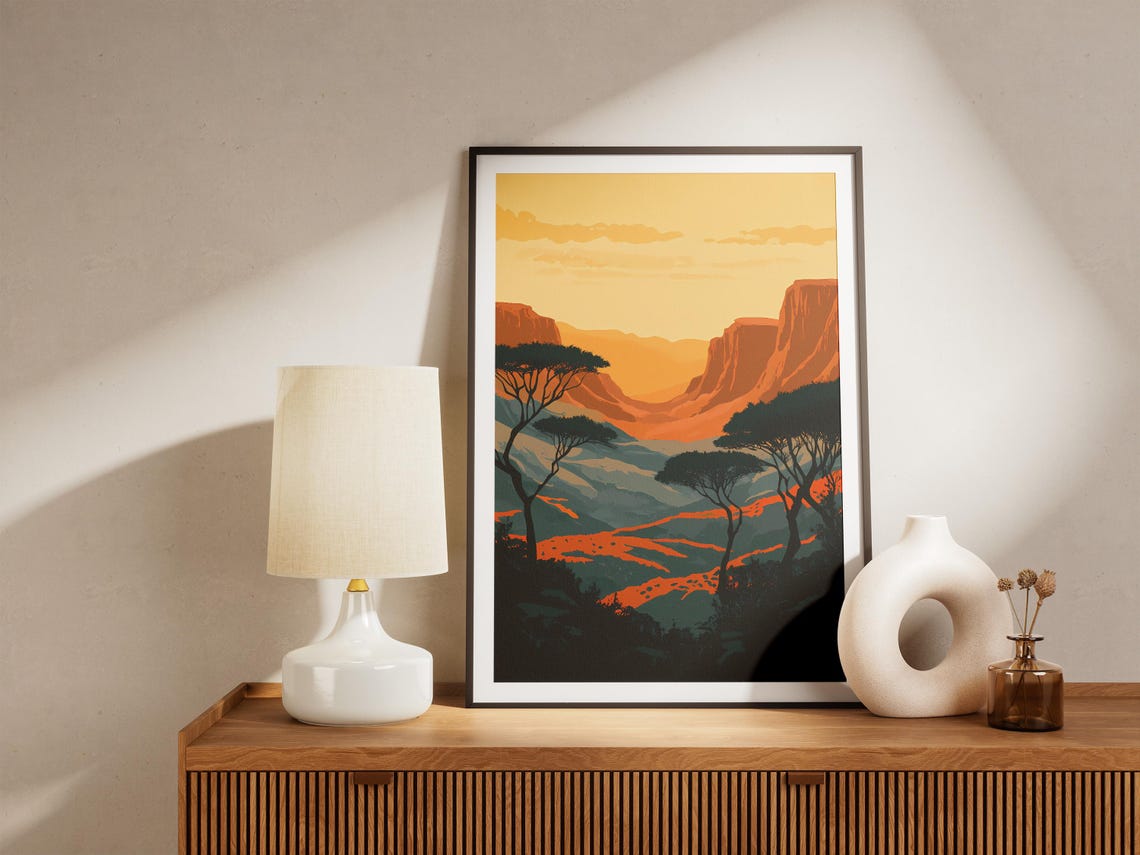Canyon Sunset Poster Red Rock Cliffs Acacia Wall Decor Gift Decor - Image 4