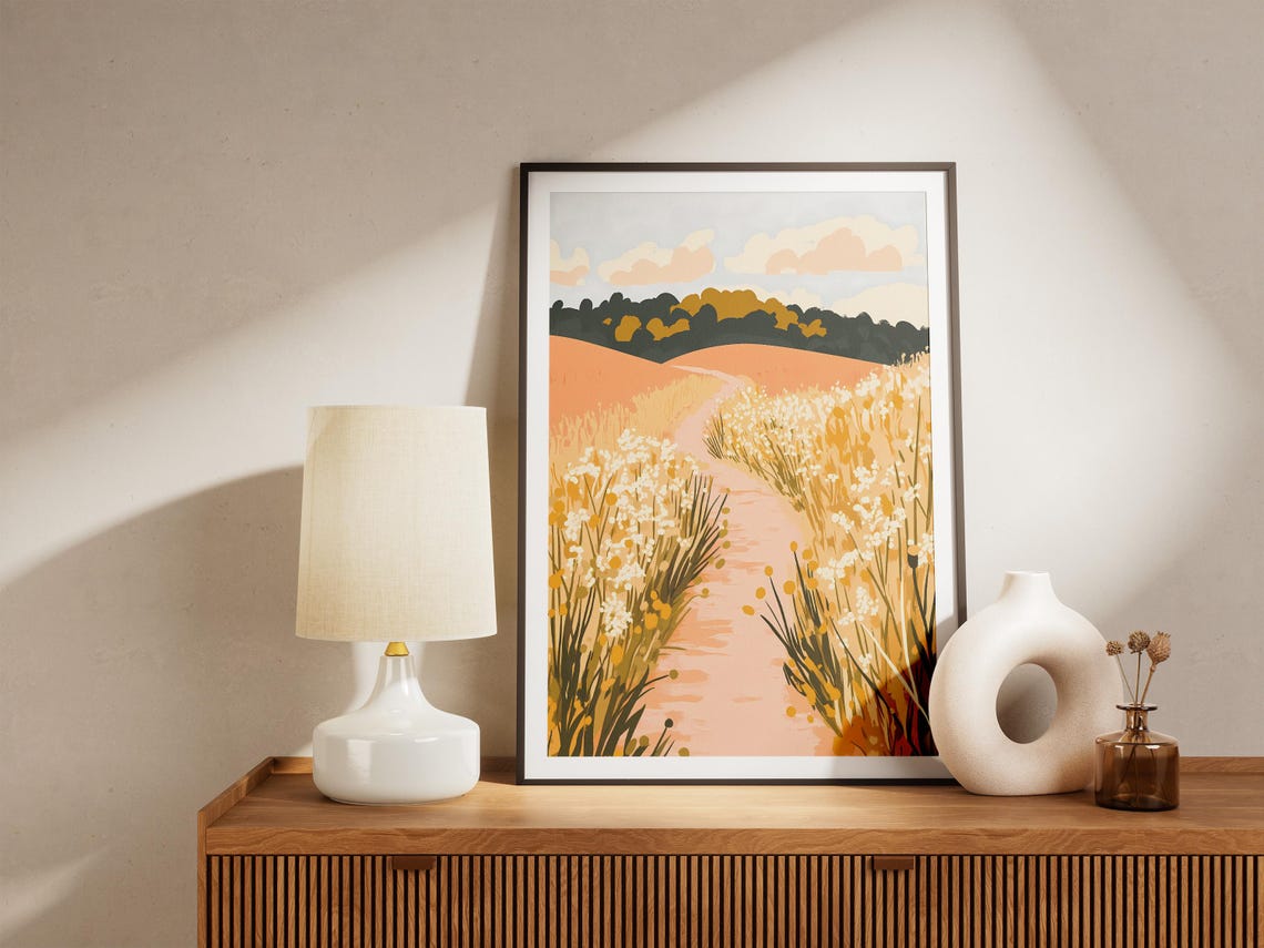Goldenrod Path Abstract Summer Field Winding Trail Art Poster - Image 5