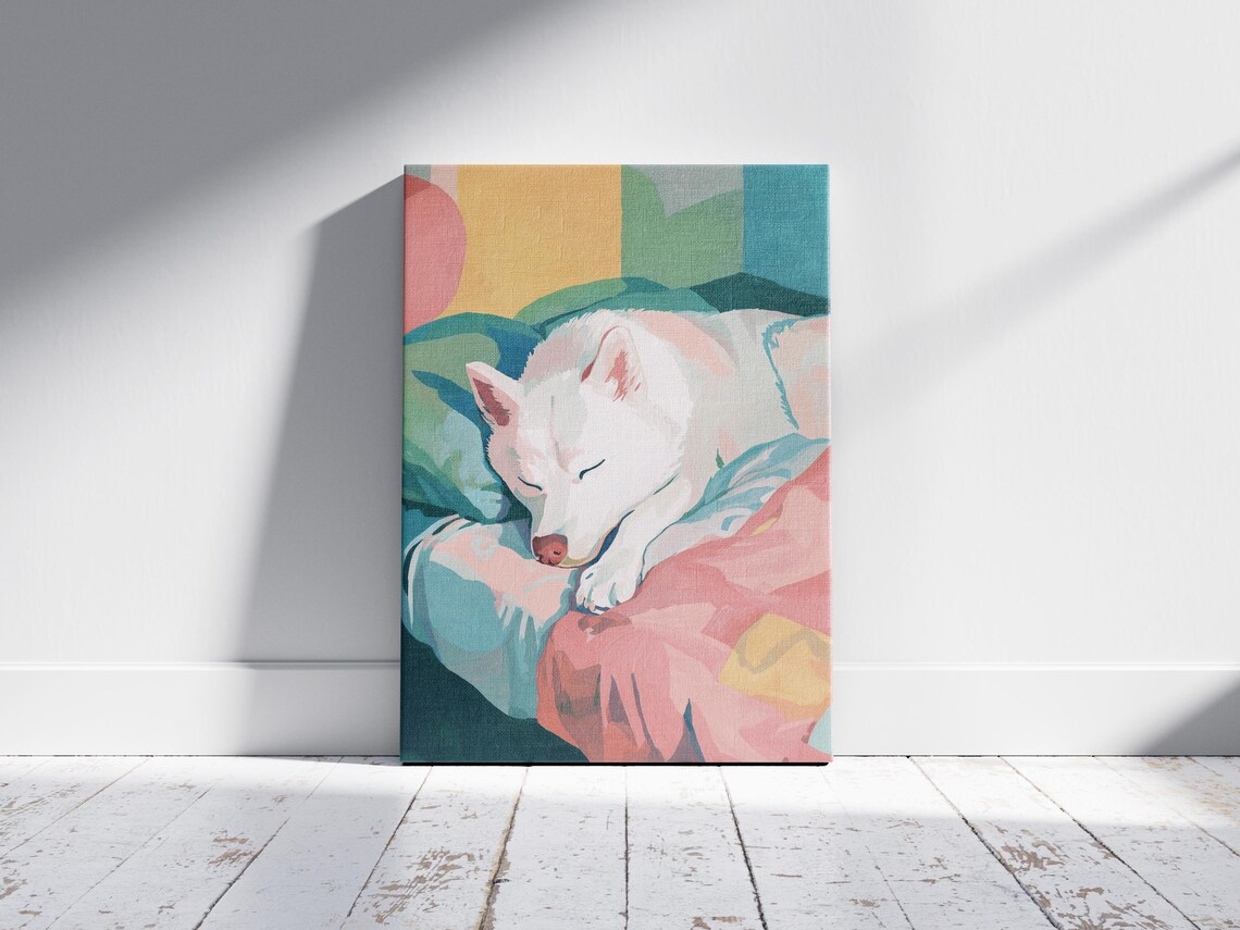 Matisse-Inspired Sleeping Husky Dog Art Print - Image 2