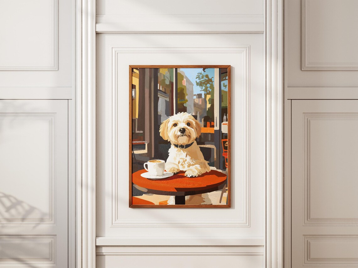 Havanese Dog Matisse Style Cafe Coffee Art Print - Image 2