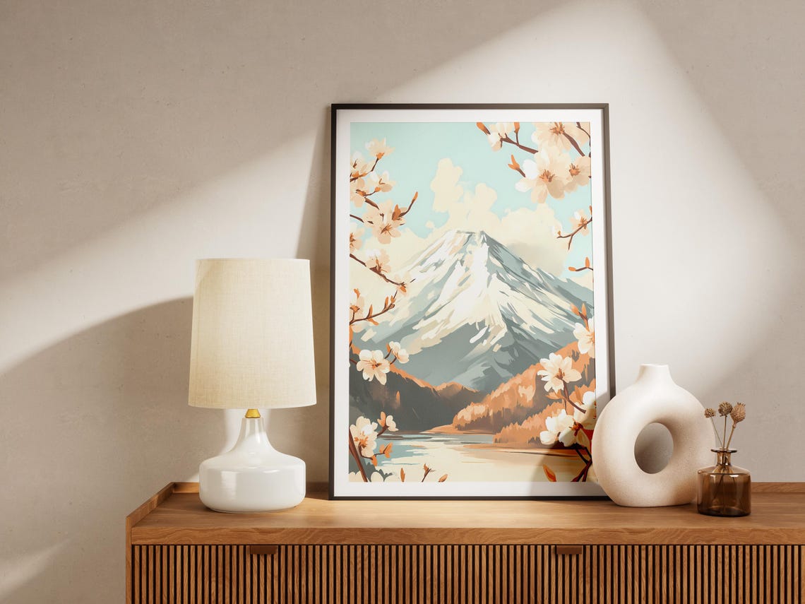 Mount Fuji with Cherry Blossoms Japanese Spring Travel Poster - Image 4