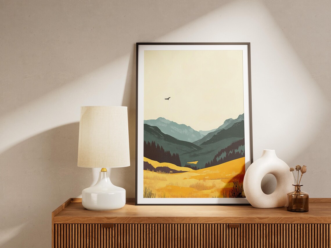 Garajonay National Park Golden Meadow Misty Mountains Poster - Image 5
