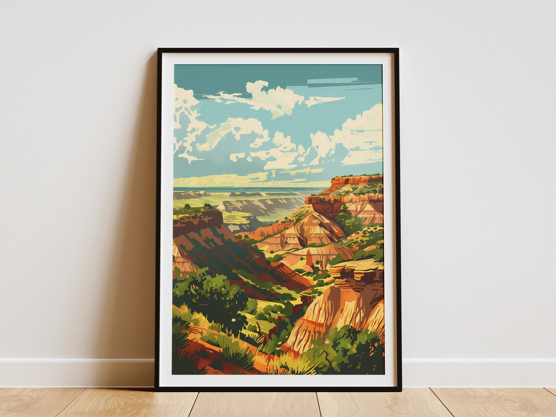 Theodore Roosevelt National Park Badlands Overlook Vintage Travel Poster