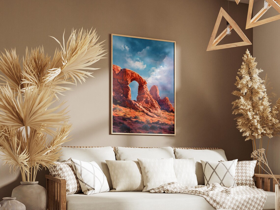 Arches National Park Red Rock Arch Desert Sunset Scene Poster - Image 3