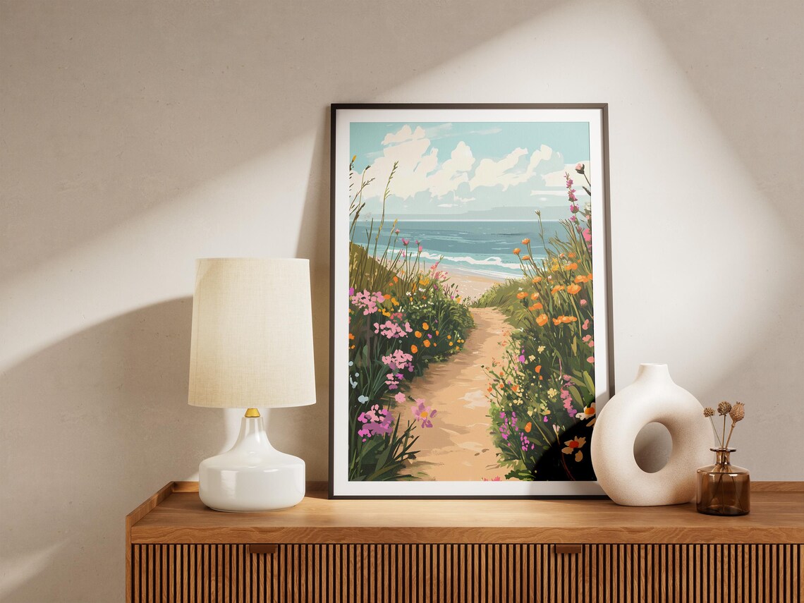Wildflower Path to the Beach Coastal Botanical Artwork Poster - Image 4