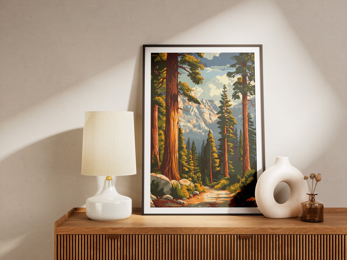 Sequoia National Park Vintage Travel Redwood Forest Trail Poster - Image 2