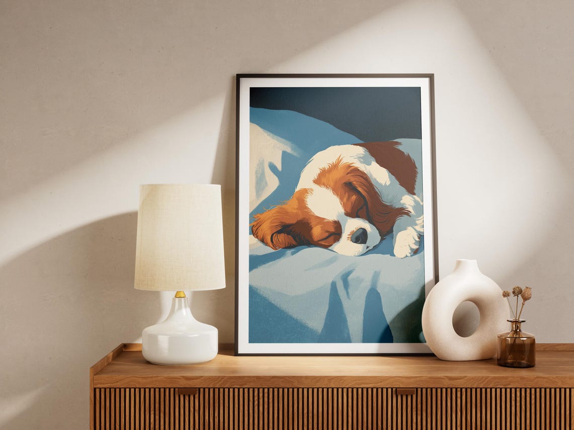 Cavalier King Charles Spaniel Puppy Sleeping Art Print - Image 4