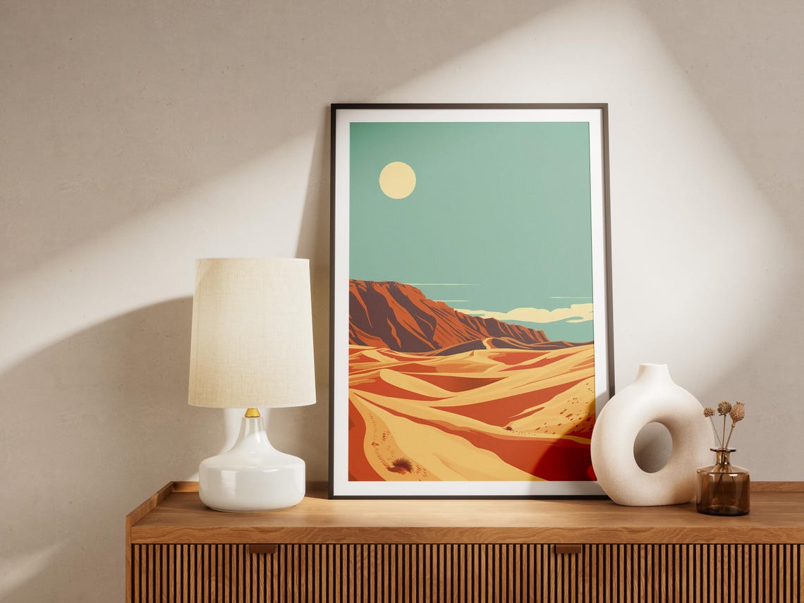 Saudi Arabia Sand Dunes Moon Mid Century Modern Desert Poster - Image 2