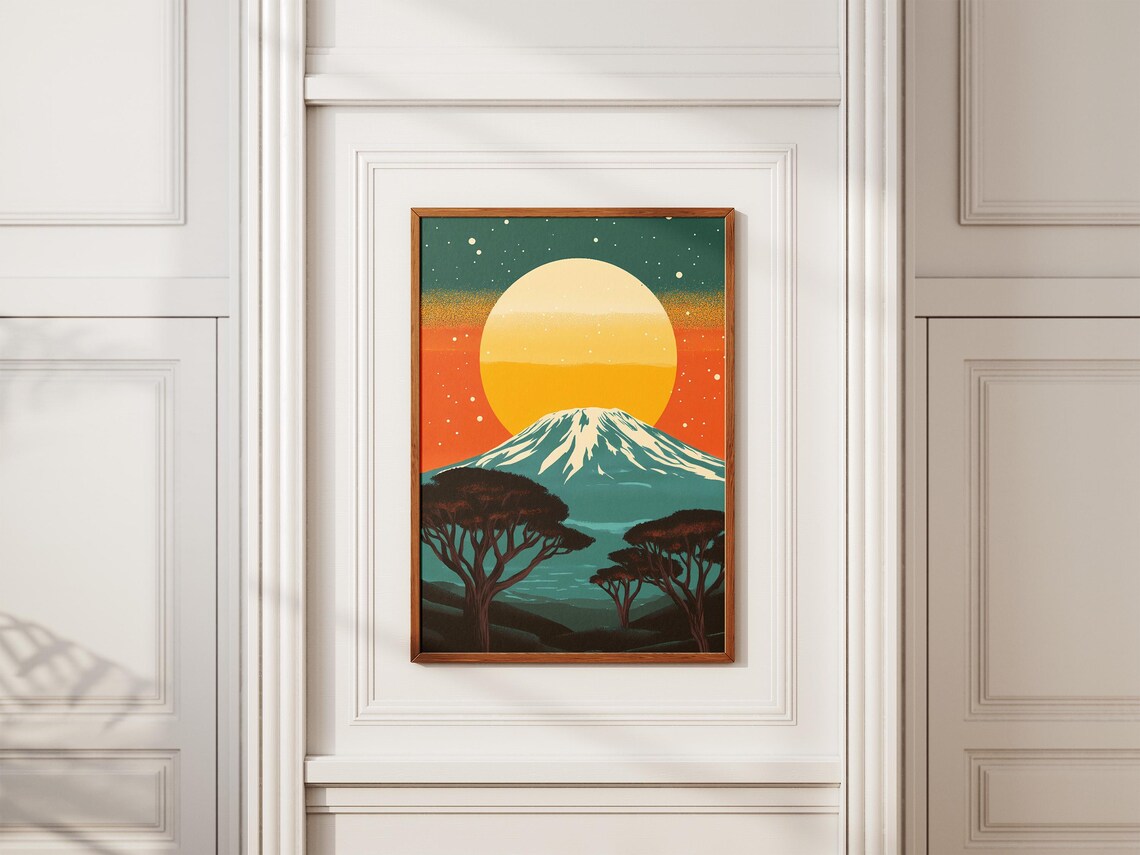 Mount Kilimanjaro Sunset African Savanna Acacia Tree Travel Poster - Image 2