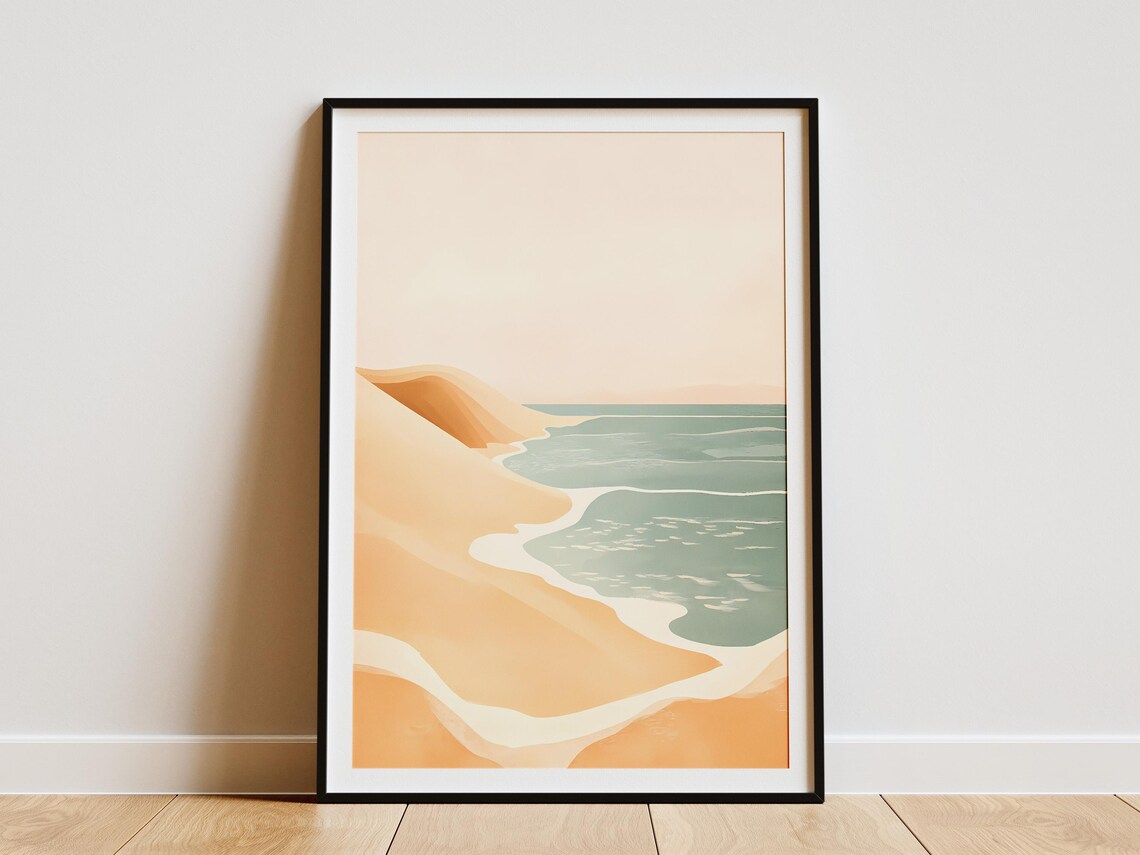 Beige Sand Dunes Minimalist Abstract Coastal Illustration Poster