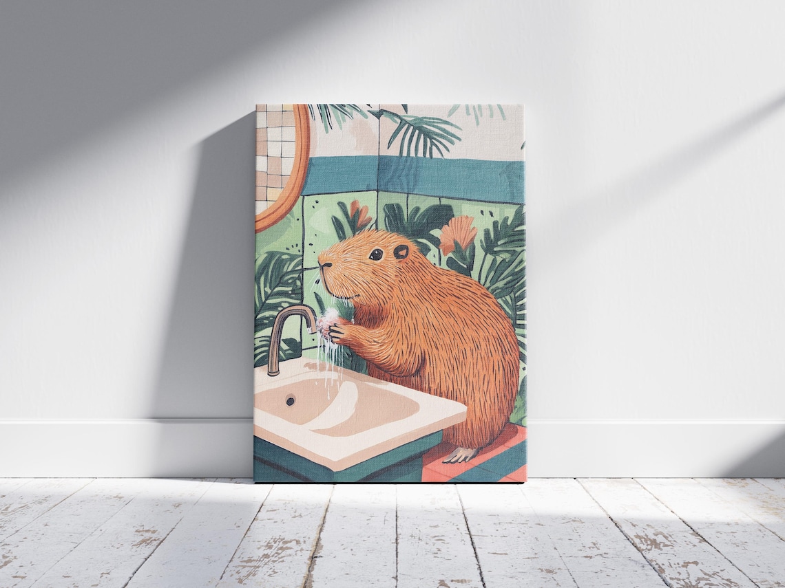 Capybara Bathroom Art Print, Funny Animal Decor - Image 2
