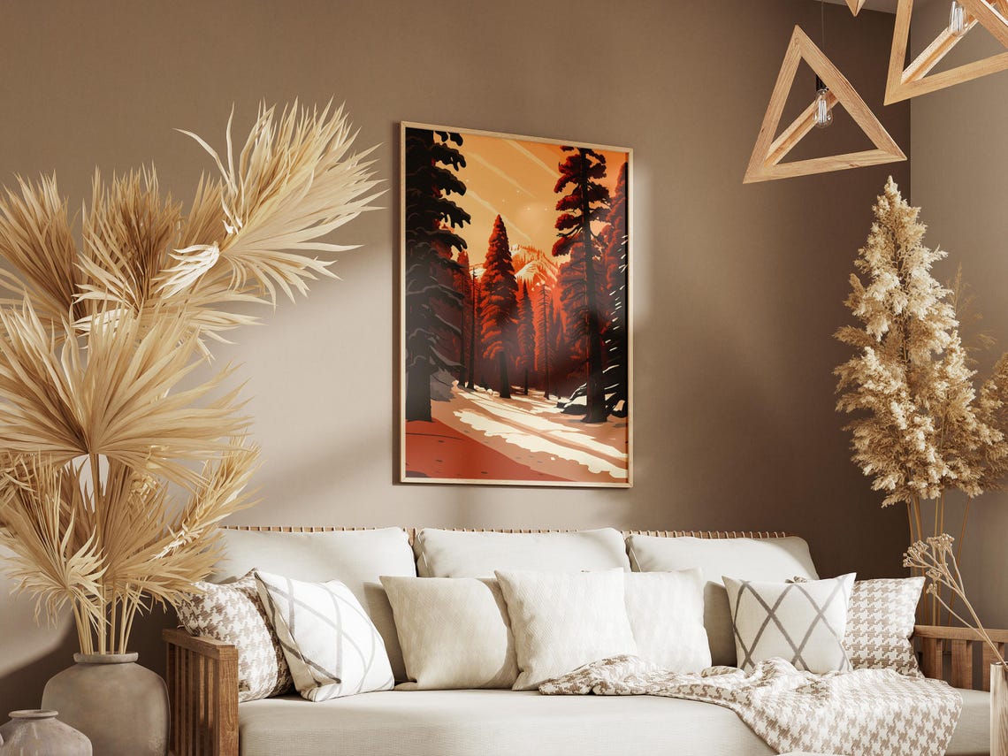 Sequoia National Park Winter Poster California Landscape Print Redwoods Forest Art Vintage Travel Poster National Park Art Snowy Mountain - Image 3
