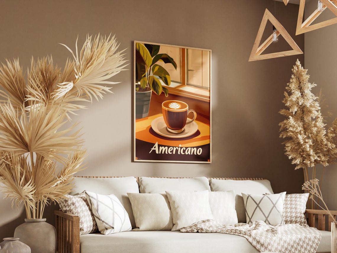 Americano Latte Art Cup Sunny Window Warm Cafe Morning Poster - Image 3