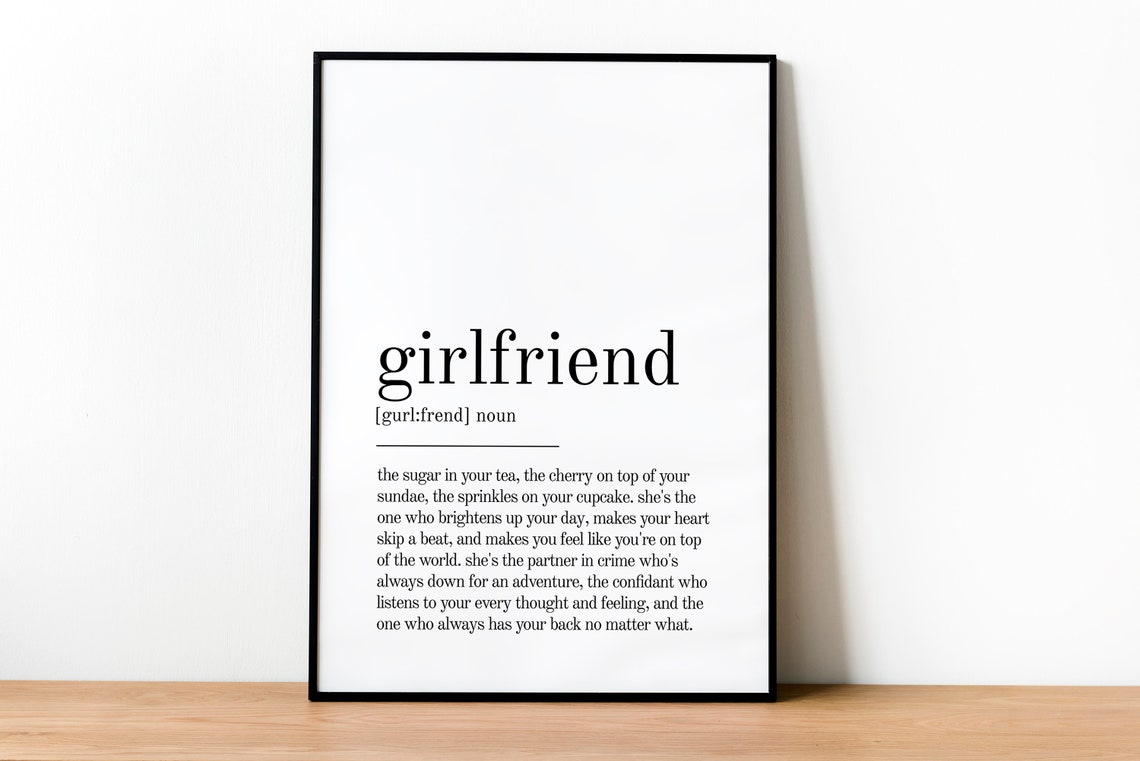 Girlfriend Dictionary Definition Romantic Love Typography Poster - Image 2
