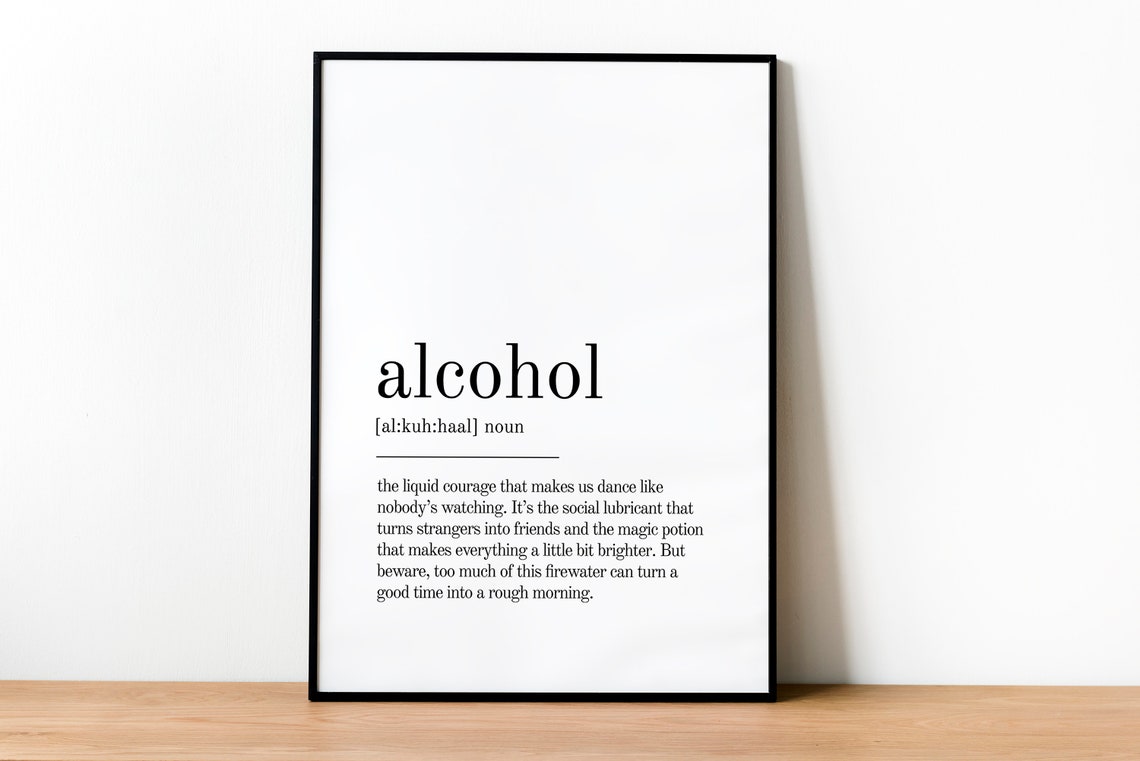 Alcohol Definition Dictionary Typography Funny Bar Decor Poster - Image 2