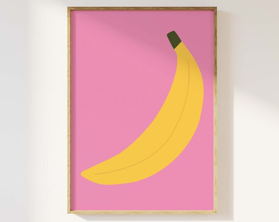 Banana Print Art Fruit Wall Art Funny Kitchen Art Print Cute Trendy Wall Art Banana Wall Art