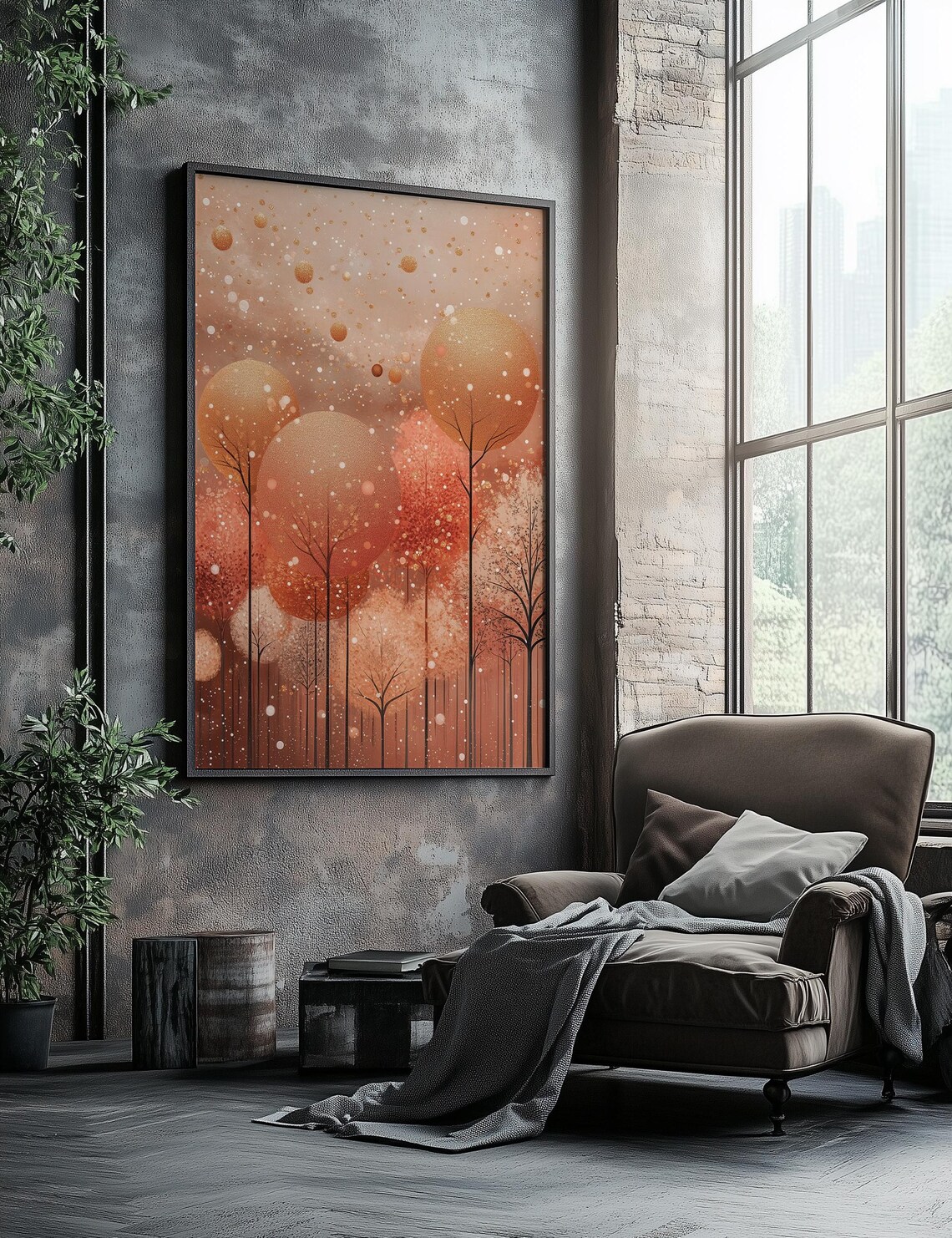Yayoi Kusama-Inspired Abstract Trees, Japanese Landscape - Image 4