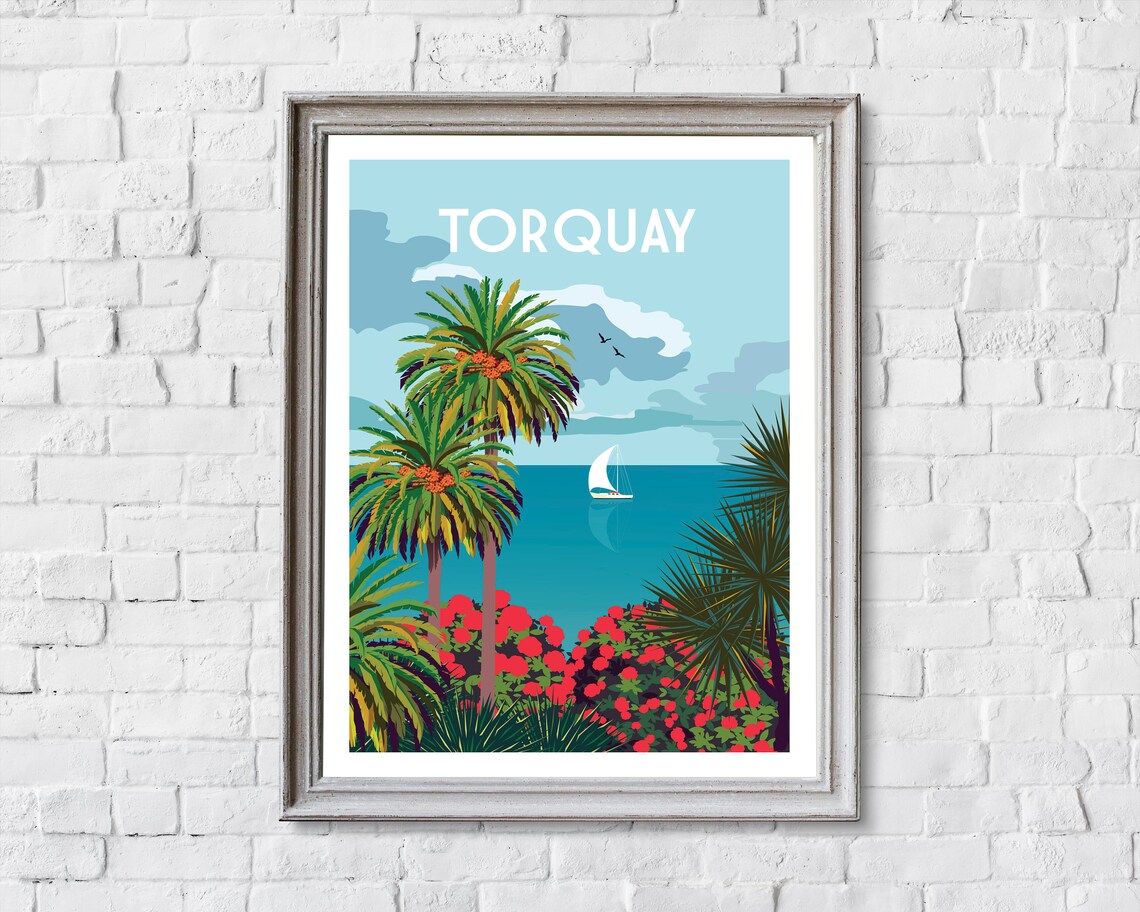 Torquay Travel Poster, English Riviera, Devon - Image 2
