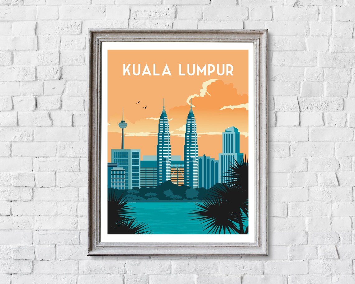 Kuala Lumpur Retro Travel Poster, City Print - Image 2