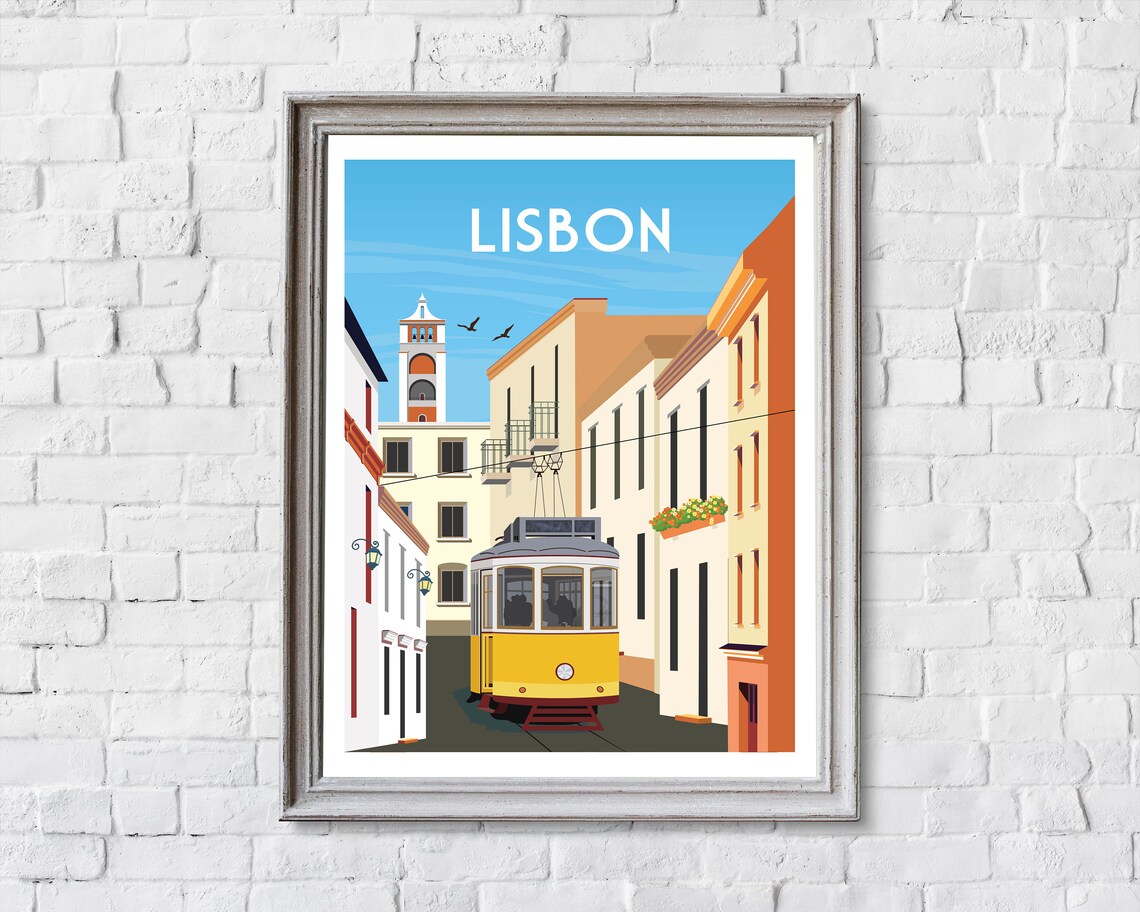 Lisbon Retro Travel Poster Print, Portugal Wall Art - Image 2
