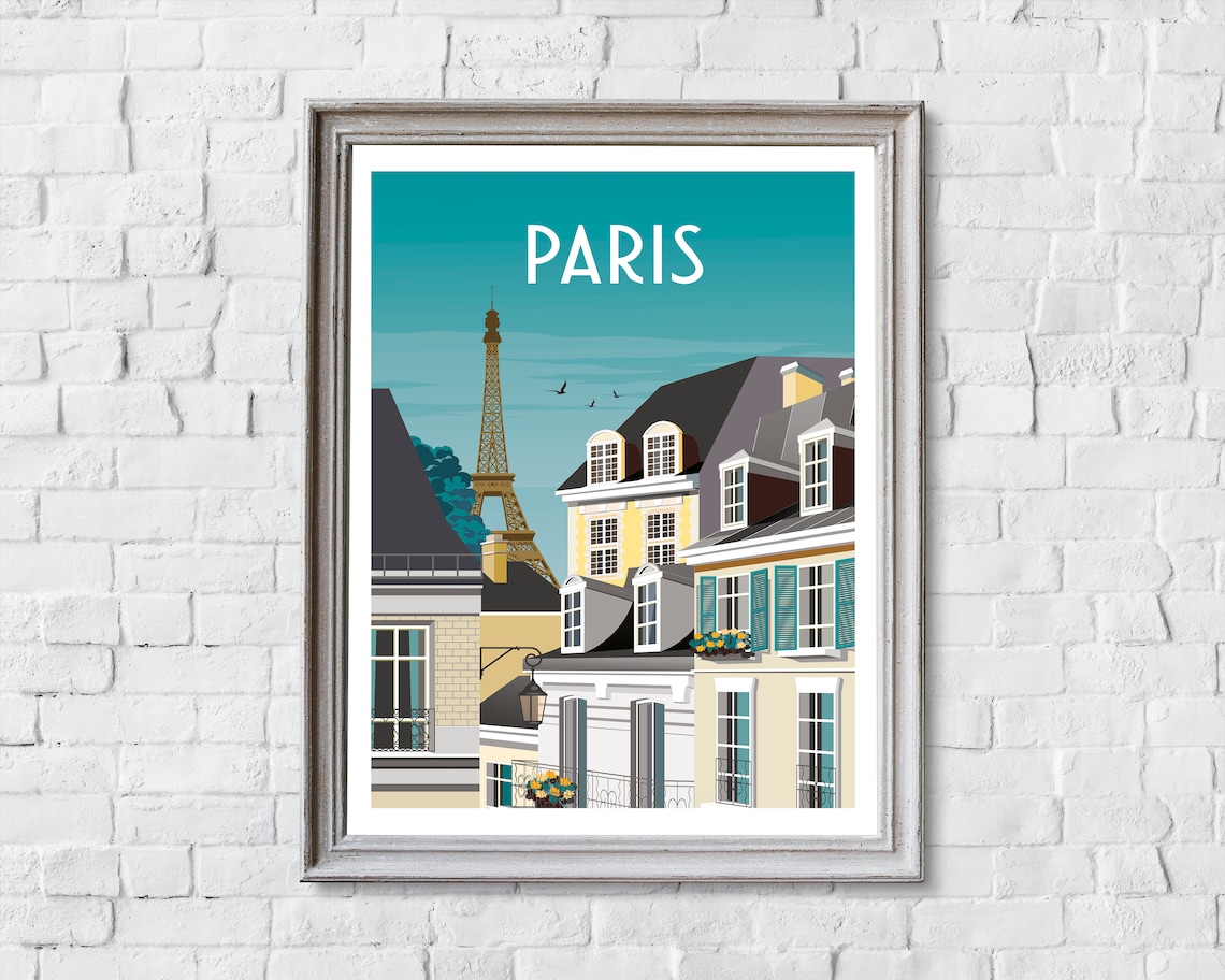 Paris Retro Travel Poster, Paris Wall Art Print - Image 2