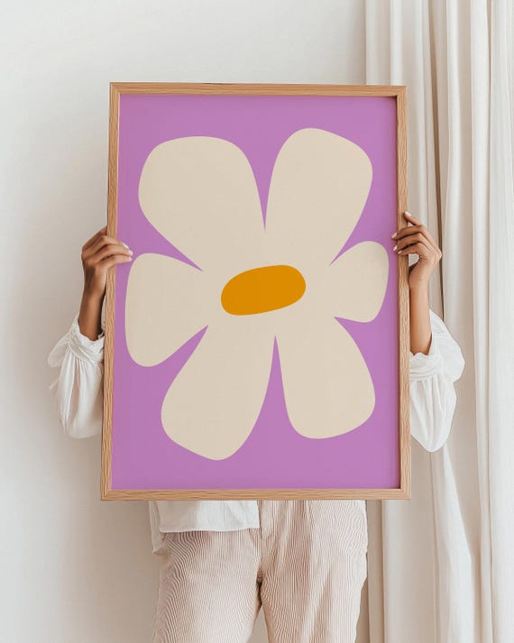 Summer Daisy Retro Floral Art Print, Kids Room
