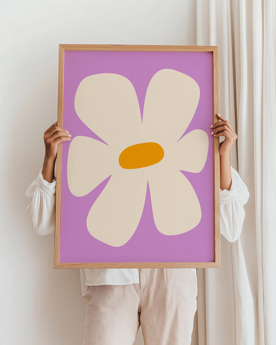 Summer Daisy Retro Floral Art Print, Kids Room