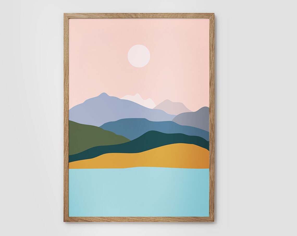 Mountains by the Ocean Minimalist Art Print