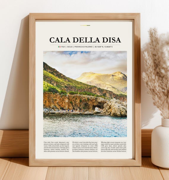 Cala Della Disa Italy Travel Poster Physical Wall Art Print Vintage Sicily Coastal Decor For Gallery Walls And Unique Gifts