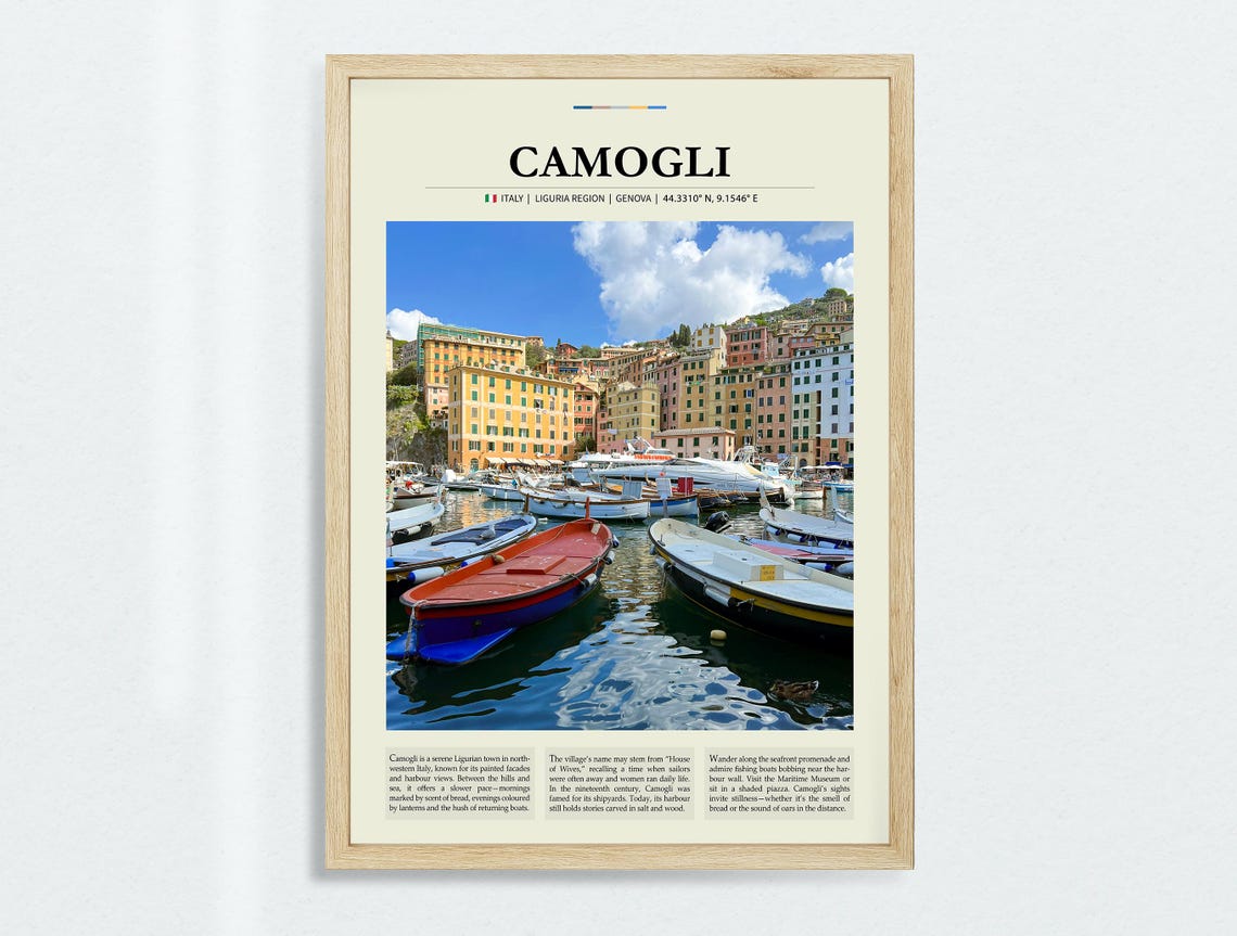 Camogli Italy Wall Art Italian Riviera Poster Coastal Village Decor