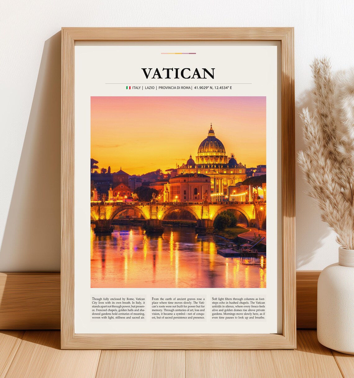 Vatican City St Peters Basilica Sunset Rome Italy Travel Poster
