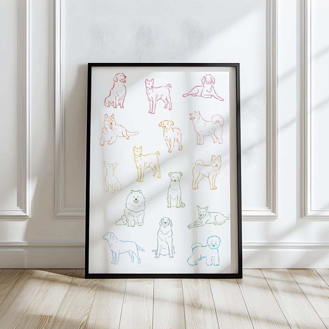 Bunch Of Dogs Rainbow Colored Art Print - Image 3