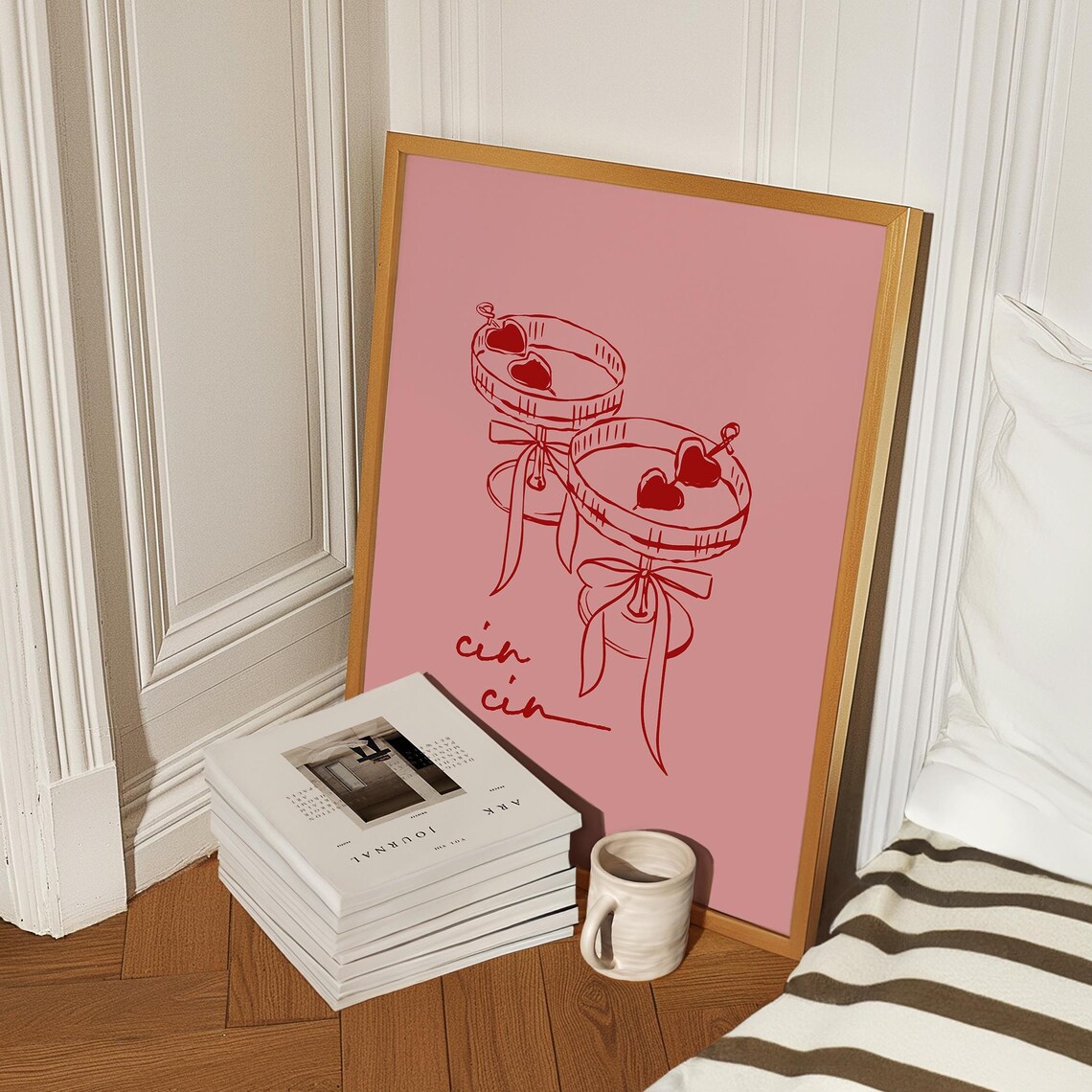 Cin Cin Wine Poster, Retro Cocktail Art Print - Image 3