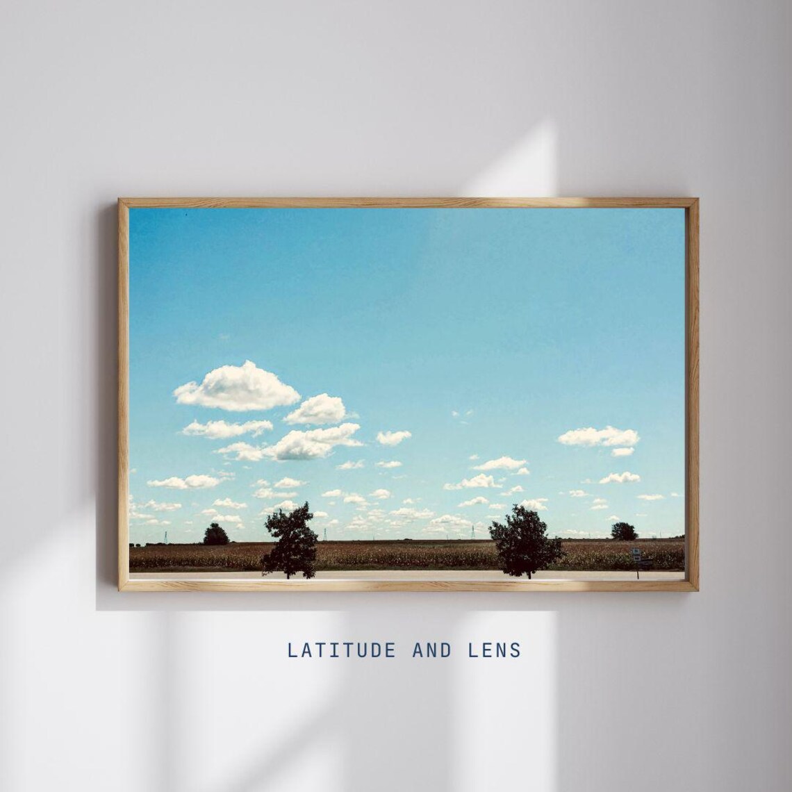 Big Sky Country Road Blue Clouds Minimalist Landscape Photo Print