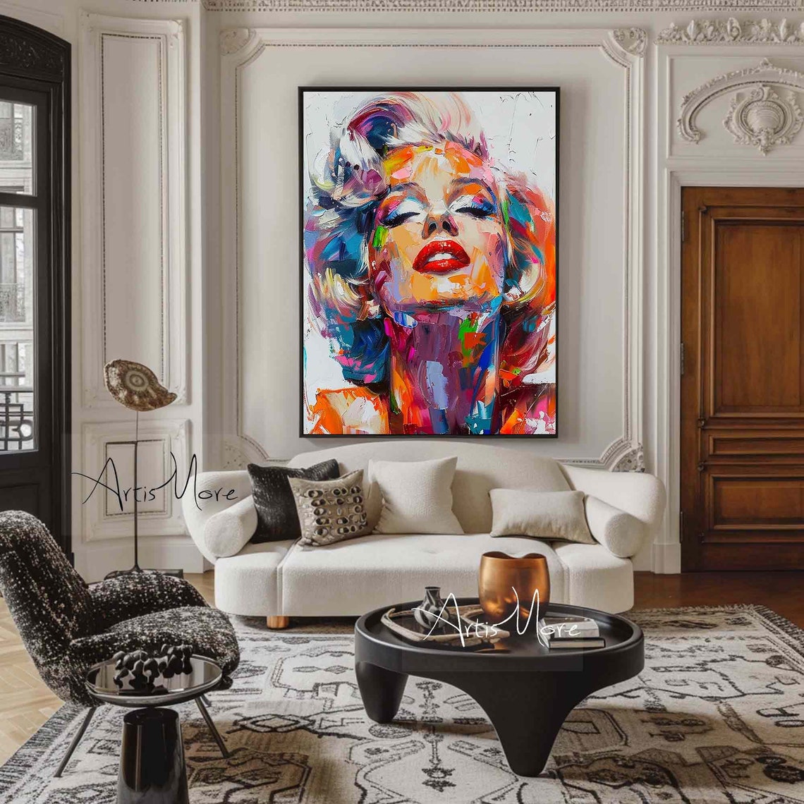 Original Woman Face Painting Female Portrait Art Woman Abstract Painting Colorful Portrait Painting Large Female Figure Texture Wall Art - Image 5