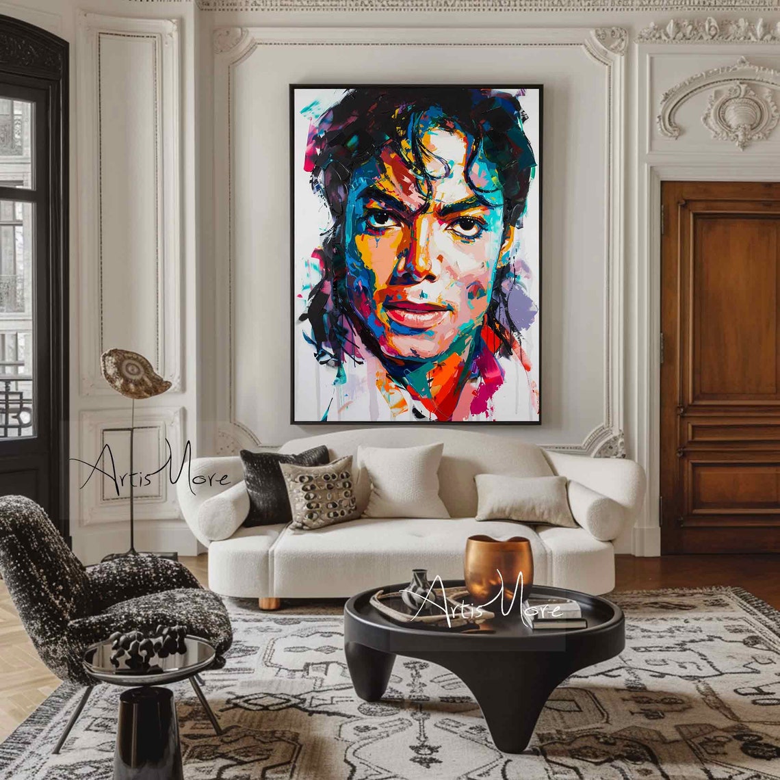 Original Man Face Painting Male Portrait Wall Art Man Abstract Painting On Colorful Portrait Painting Large Male Figure Texture Art - Image 4