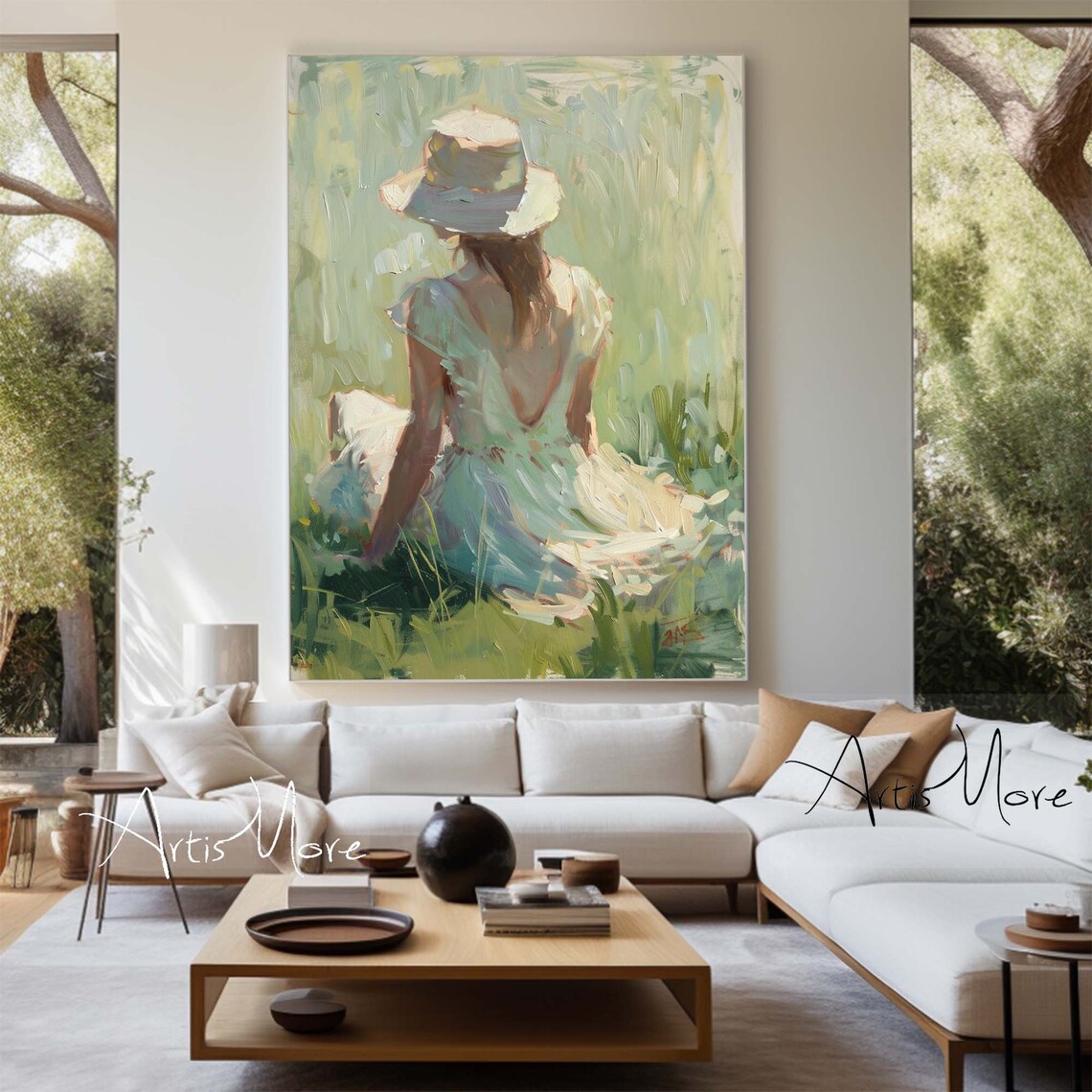 Abstract People Art Large Texture Oil Painting Female Figure Painting Abstract Lady Painting Green Wall Art Custom Painting Gift For Her - Image 5