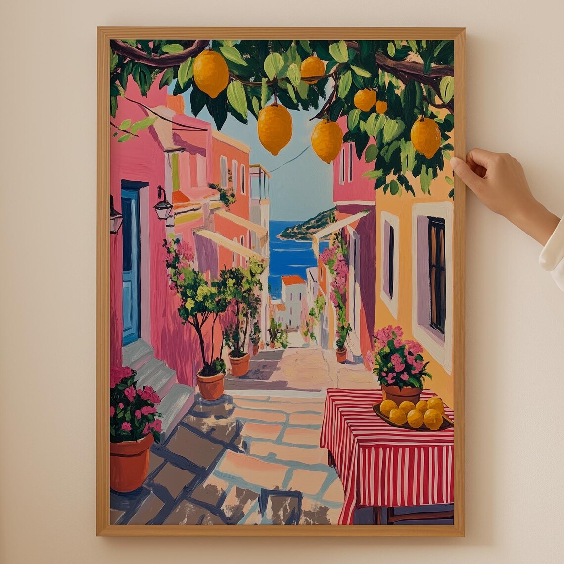 Colorful Lemon Poster, Coquette Kitchen Art Print