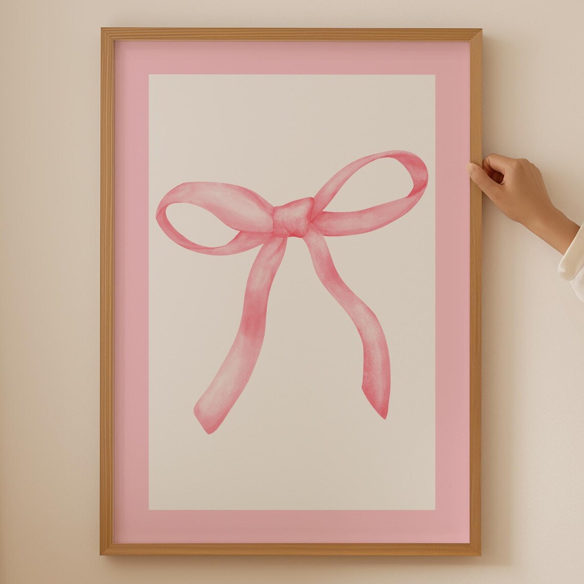 Delicate Pink Watercolor Bow Coquette Girly Room Wall Poster
