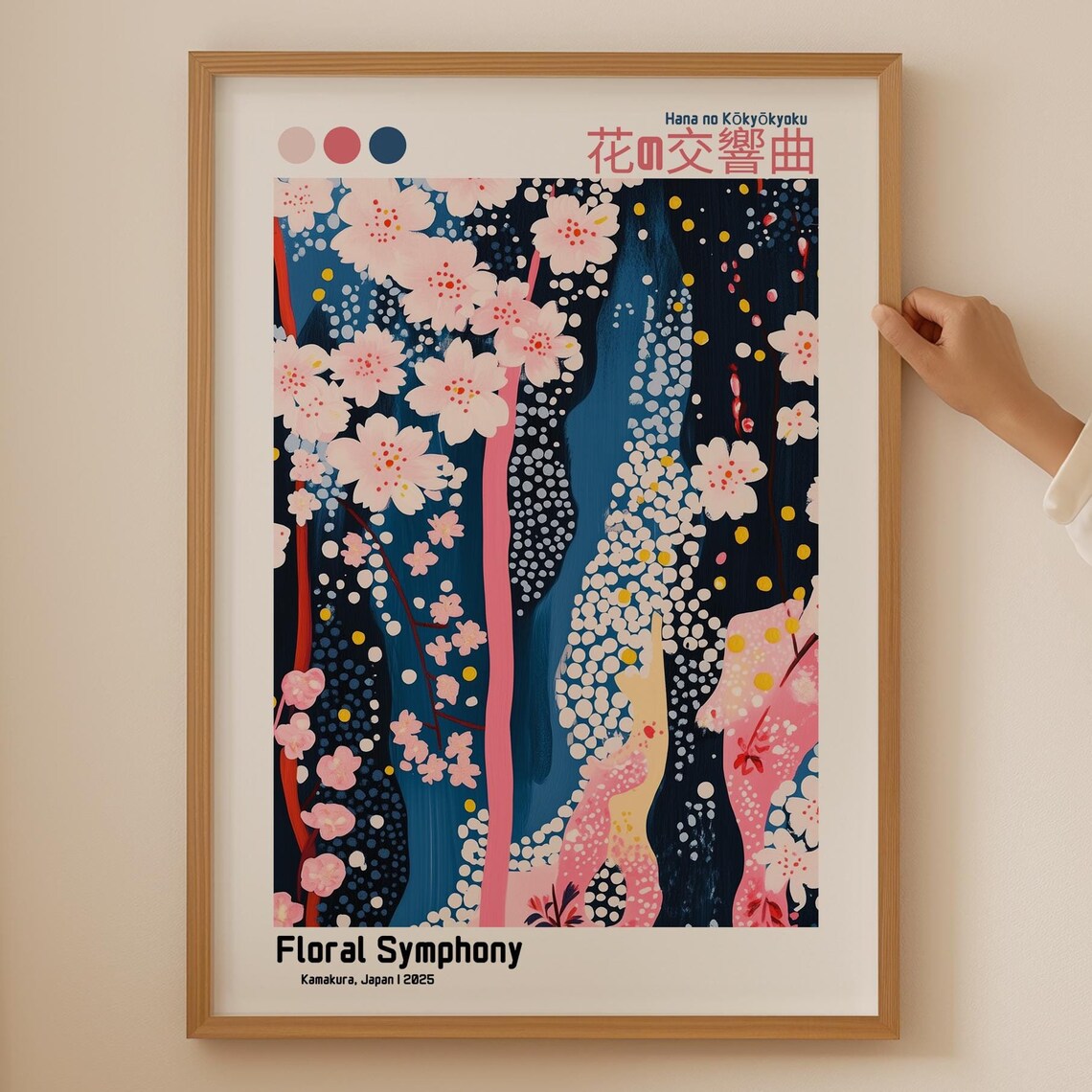 Floral Symphony Kamakura Japan Cherry Blossom Night Art Poster