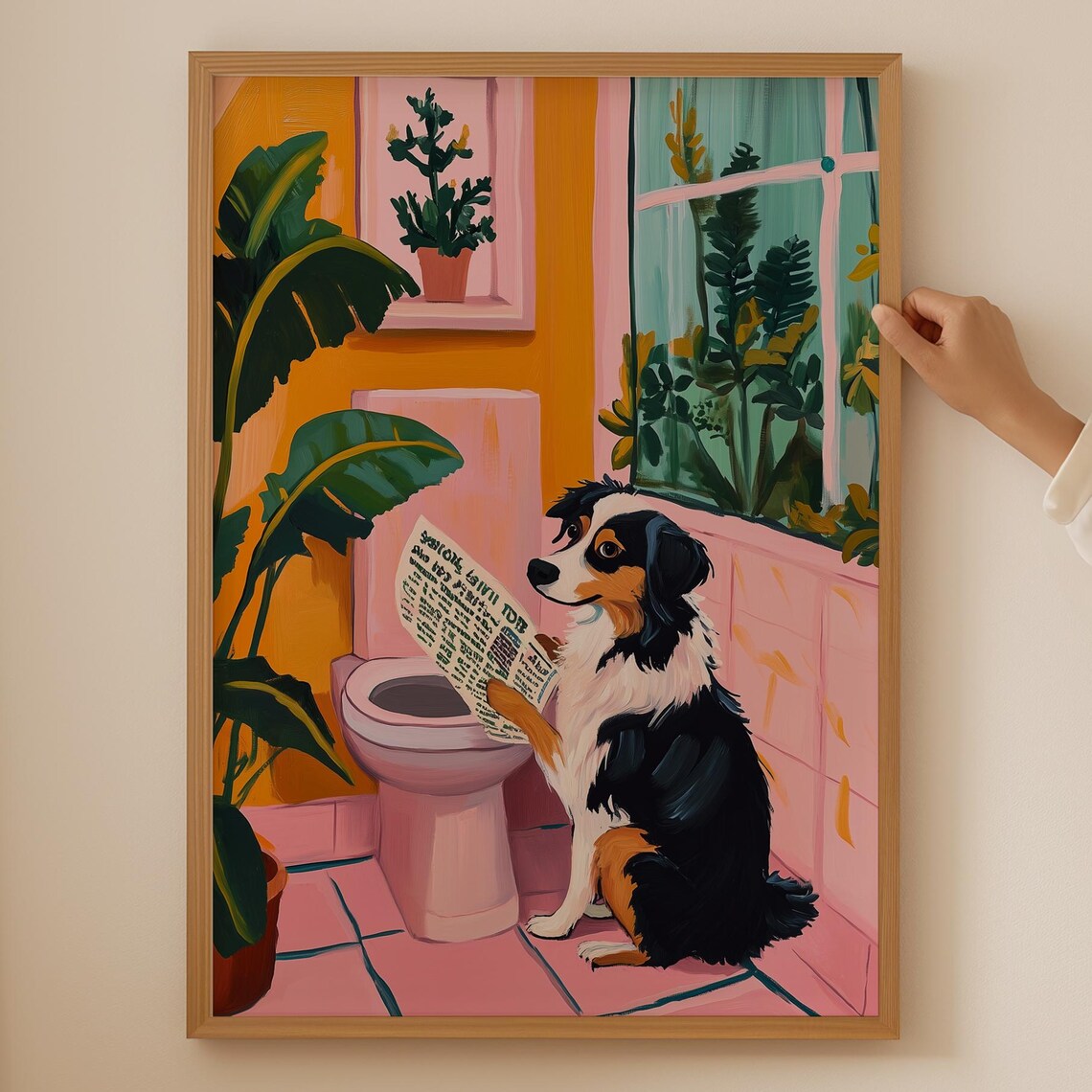 Australian Shepherd Lover Funny Bathroom Wall Art Print