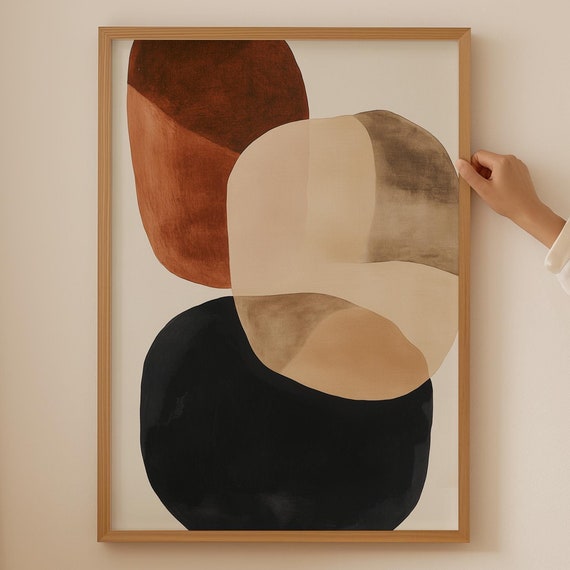 Beige Abstract Japandi Print Wall Art For Cubicle Decor Wabi Sabi Poster Room Japanese And Trendy Above Couch