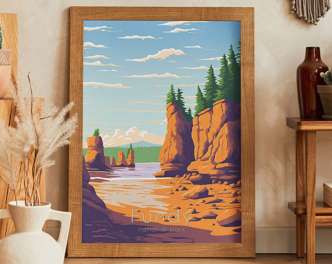 Fundy National Park Orange Sea Stacks New Brunswick Travel Poster