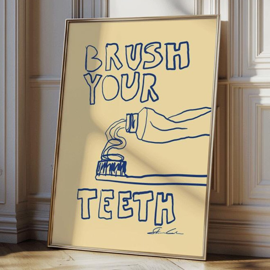Brush Your Teeth Bathroom Humor Wall Art Print